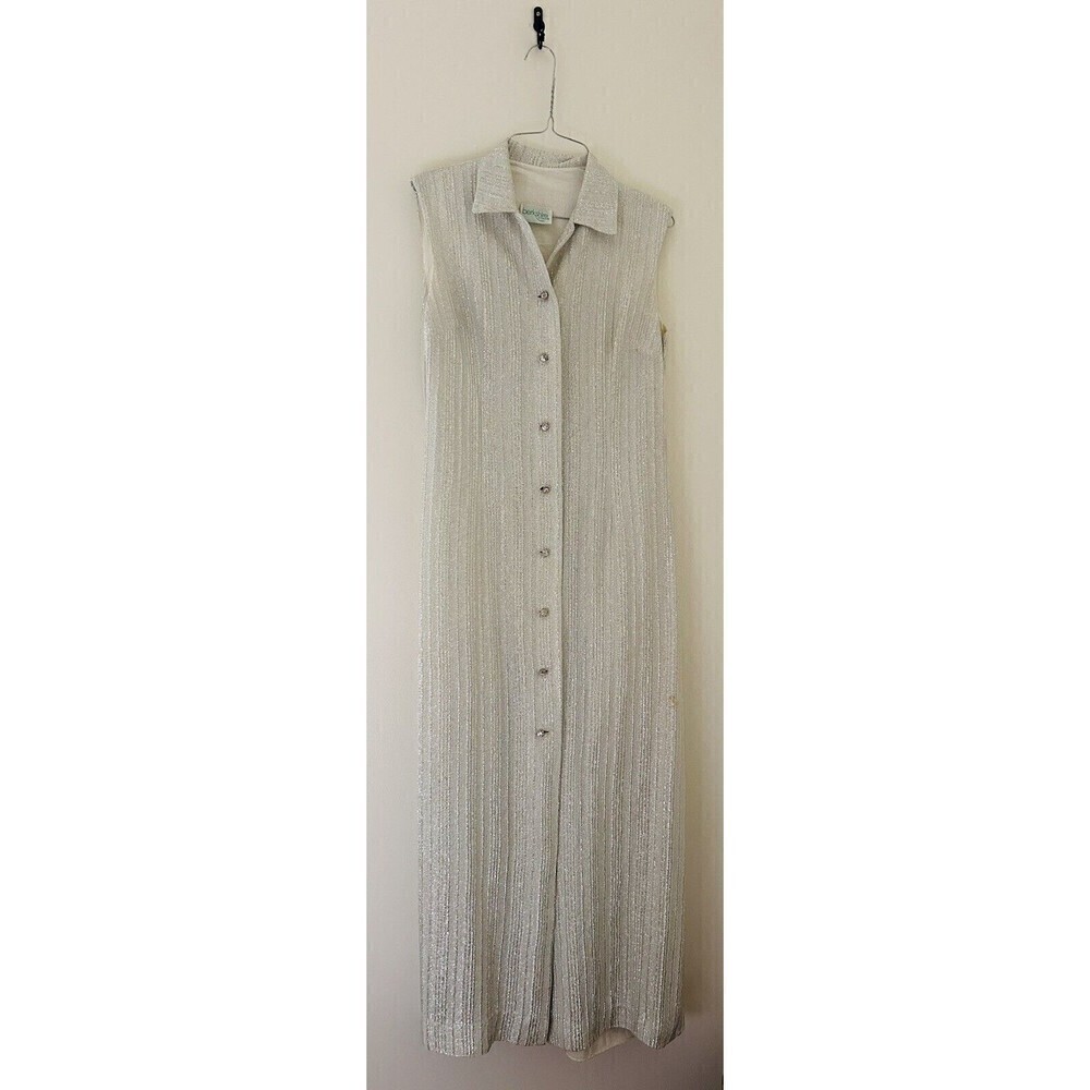 Vintage 60s Berkshire By B-Tween Tinsel Metallic Sleeveless Maxi Dress